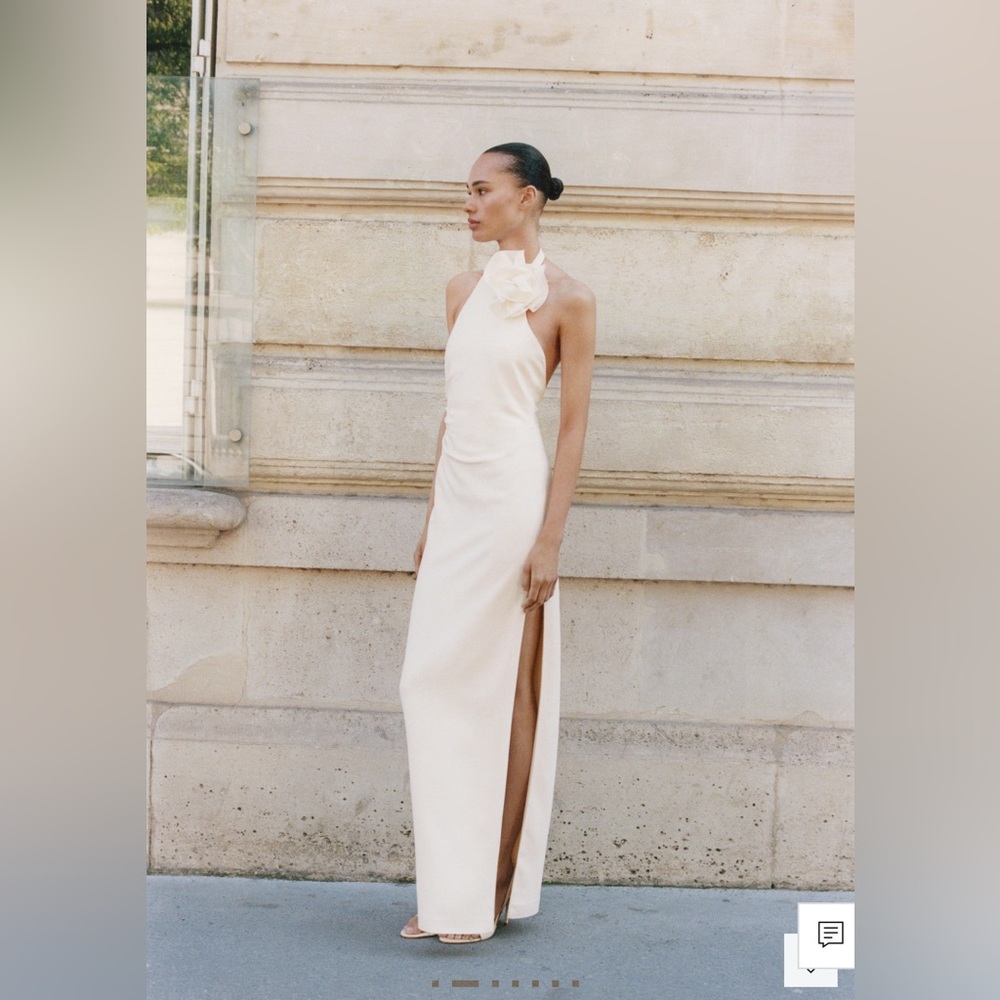 NWT SOLD OUT Draped Halter-Neck Dress w/ Flower Motif by Mango Size 4